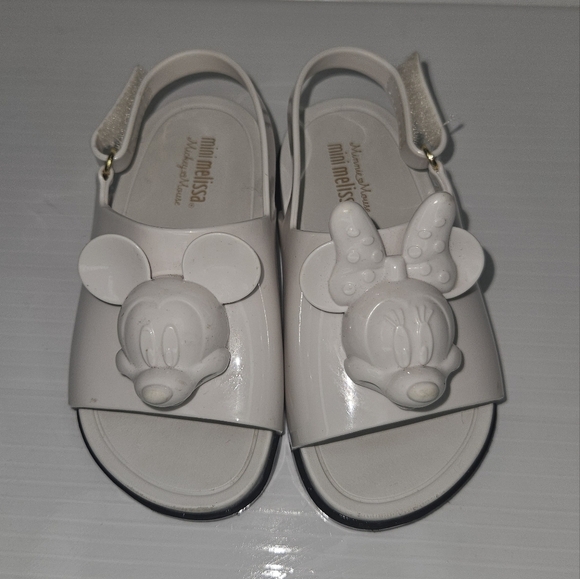 Mini Melissa Disney Kids Cream Sandals with Mickey and Minnie size 8 - Picture 2 of 6